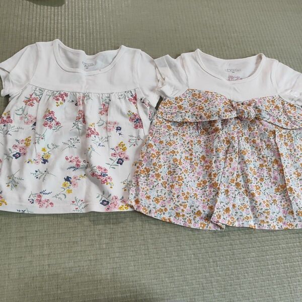 フラワープリント Tシャツ 90 2枚セット