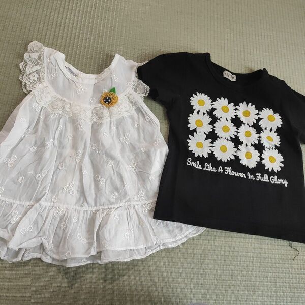 白黒Tシャツセット 花柄
