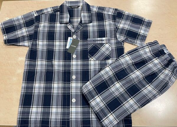 Lサイズメンズパジャマ半袖+長ズボン前開きありブランドパジャマ新品