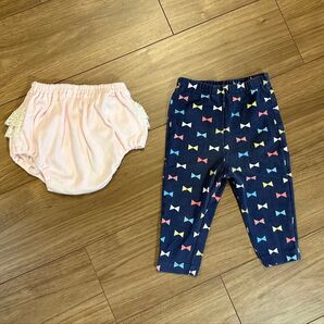 子供服 ベビー服 パンツ ブルマ レギンス 80 女の子 リボン ピンク
