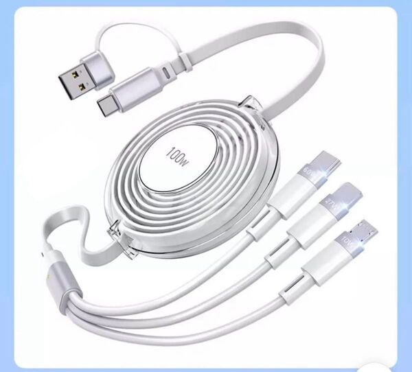3in1多機能充電 収納式巻き取りケーブル Apple Watch,iphone android typec Lightning