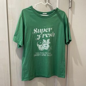 ジーユー Super Fresh プリントTシャツ グリーン