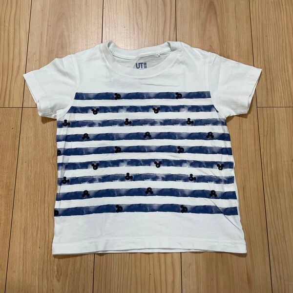 UNIQLO ミッキーマウス ボーダー柄Tシャツ 100cm
