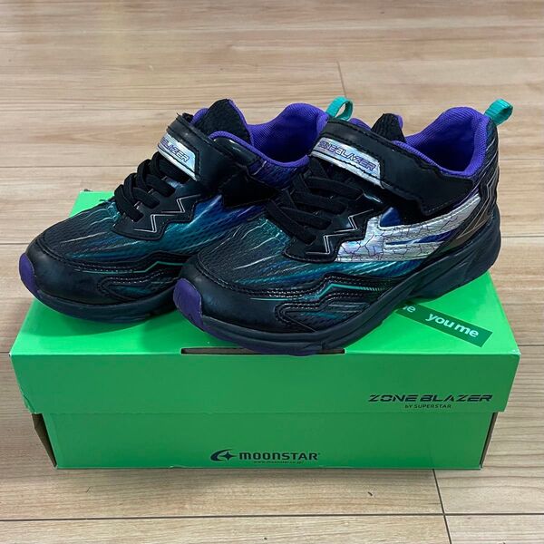 MOONSTAR ZONEBLAZER キッズスニーカー 19cm ブラック 幅広 3Eモデル
