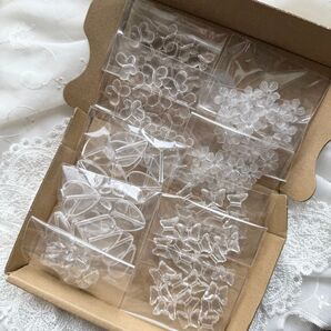 大人気 再販 限定セット 120pic クリアパーツ アクリルパーツ ハート ちょうちょ フラワー パーツ ハンドメイド資材