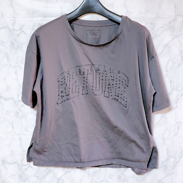 Tシャツ 半袖 グレー グローバルワーク リッチクリーン プリント ロゴ L