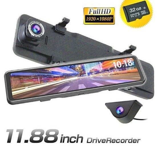 ルームミラー型ドライブレコーダー:前後カメラ、11.88インチ
