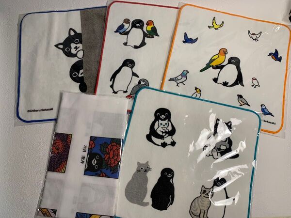 さかざきちはる 5枚 ミニタオル 手ぬぐい ペンギン喫茶 Suica 坂崎千春