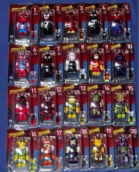 ベアブリック100% スパイダーマンヴェノムハッピーくじ20体セット Happyくじ MARVEL メディコムトイ