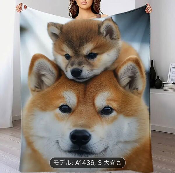 1点物 新作新品柴犬柄ブランケット