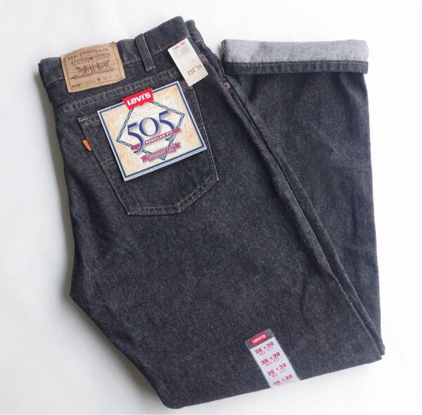 先染め 505 デッドストック ブラック デニム パンツ 90s ビンテージ Levis リーバイス W36 L30 USA 米国