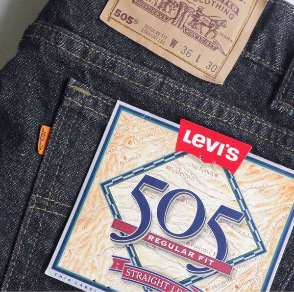 デッドストック 先染め 90s ビンテージ Levis リーバイス 505 ブラック ジーンズ BLACK W36 L30 USA