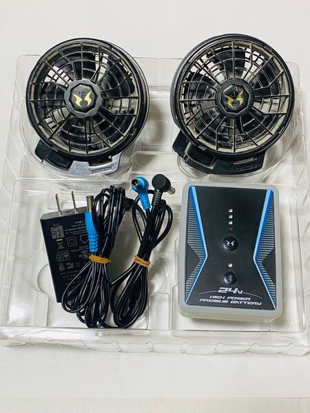 (8407) 空調風神服 24V サンエス RD9390 リチウムイオンバッテリー ななめタイプファンRD9310PHセット