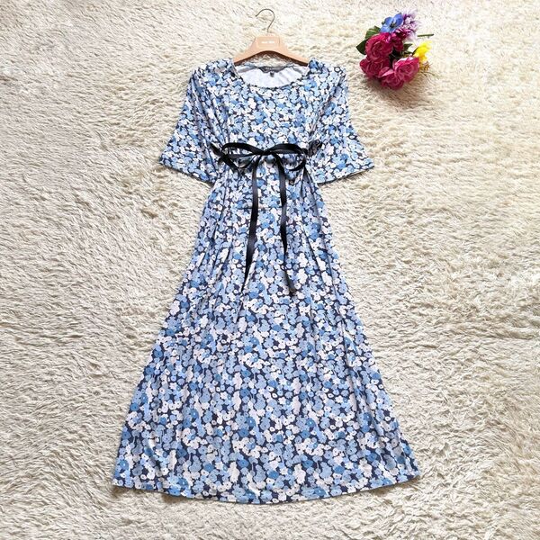 希少サイズ ローラアシュレイ ストレッチワンピース 小花柄 2XL