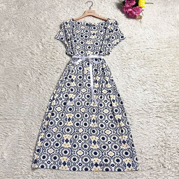 美品 希少サイズ ローラアシュレイ ストレッチワンピース 総柄 2XL