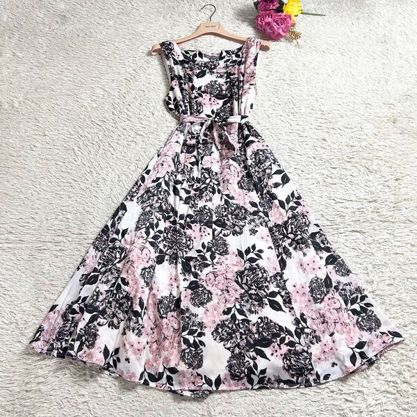 希少デザイン 希少サイズ ローラアシュレイ 花柄シルキーワンピース 2XL
