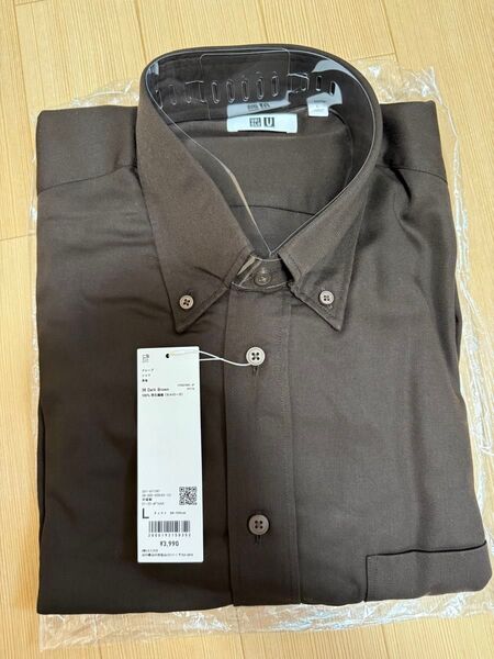 ユニクロU ドレープシャツ L ダークブラウン UNIQLOU