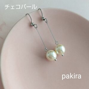 チェコパール クリーム 一粒 サージカルステンレス 釣針フック ピアス