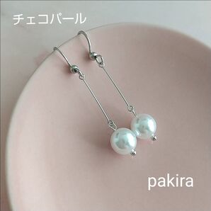 チェコパール ホワイト 一粒 サージカルステンレス 釣針フック ピアス