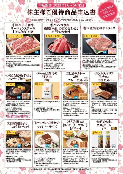 コロワイド株主優待商品交換4万ポイントアトムかっぱ寿司グループ