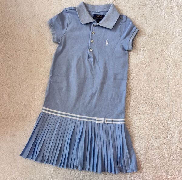 ラルフローレン ワンピース キッズ 110cm 4 水色 女の子 半袖