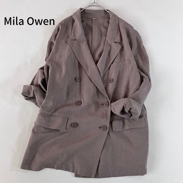 Mila Owen ダブルボタンテーラードジャケット リネン混 M 羽織