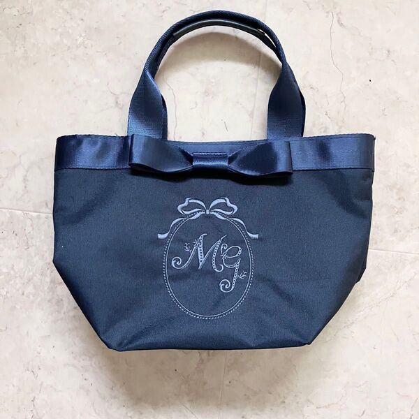 M’S GRACY トートバック リボン&刺繍ロゴ ネイビー