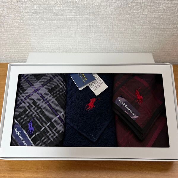 POLO RALPH LAUREN ハンカチ&タオルハンカチ ギフトセット 3点セット 【出品No.193】