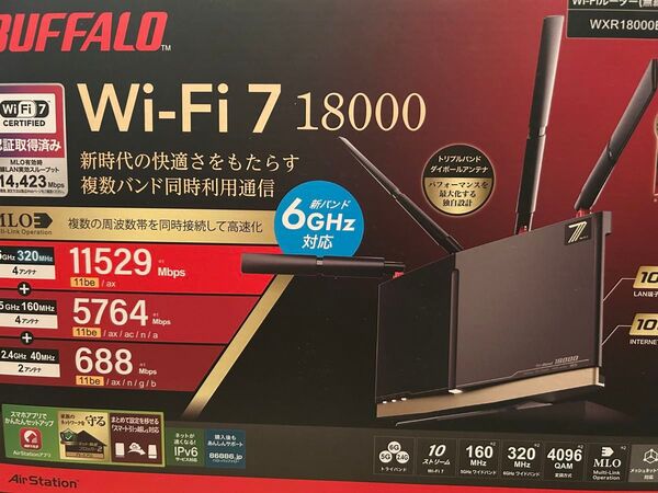 【極美品・保証残有り】バッファロー BUFFALO Wi-Fi7ルーターWXR18000BE10P (グラファイトブラック)