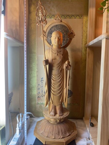 地蔵菩薩 仏像 木彫 彫刻 年代物 白檀かもしれません。写真でご確認ください。