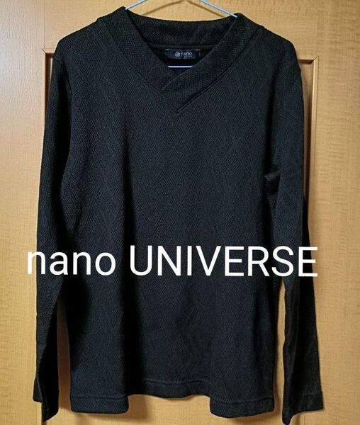 nano UNIVERSE メンズ Vネック ニット長袖カットソー サイズM ブラック