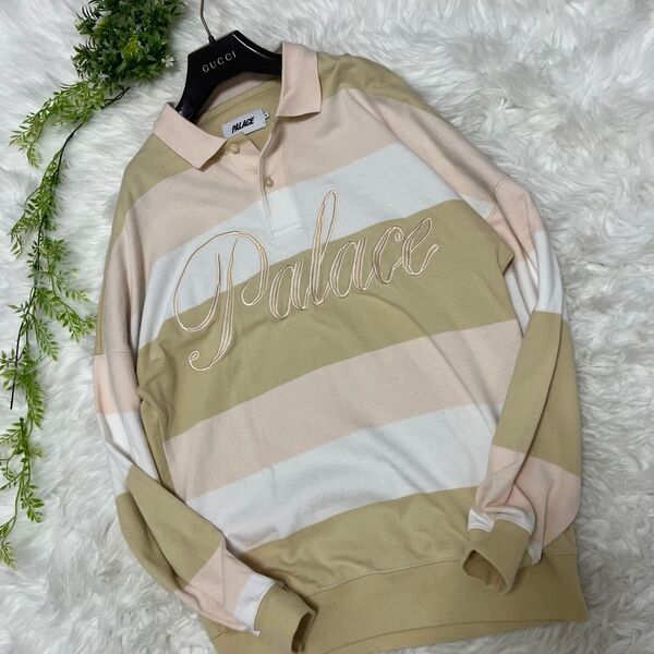 PALACE パレス ボーダー ポロシャツ 長袖 刺繍ロゴ