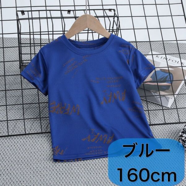 Tシャツ 半袖 キッズ 子供服 男の子 女の子 パジャマ 部屋着 英字 トップス スポーツ 運動 プリントTシャツ ブルー 青色