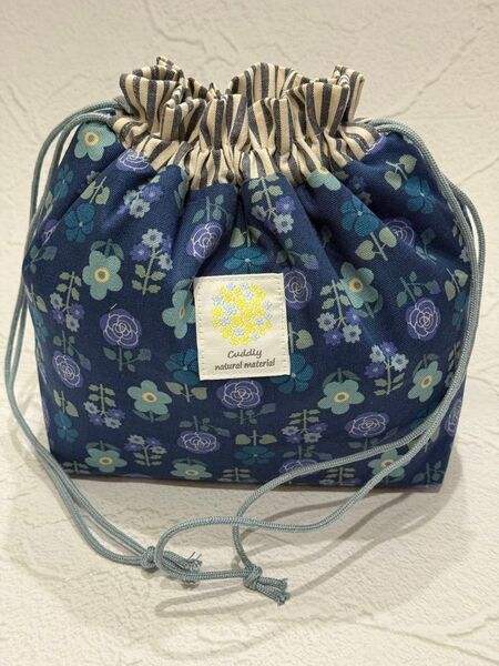 1442 保冷お弁当袋 北欧風 スモーキーネイビー ハンドメイド