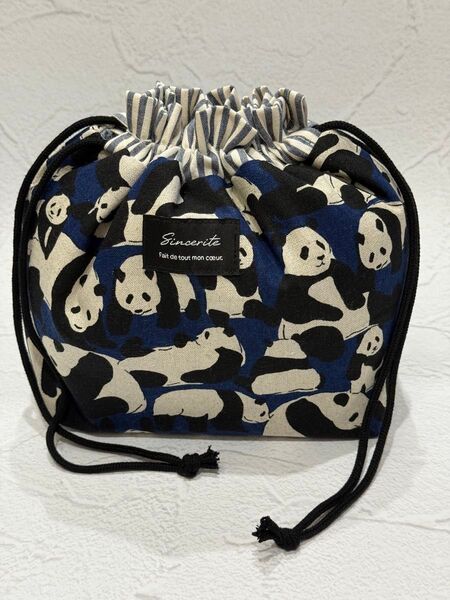 1464 保冷お弁当袋 ネイビー ハンドメイド