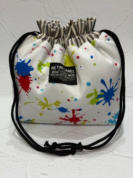 1469 保冷お弁当袋 スプラッシュペイント柄 ハンドメイド