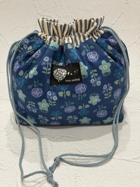 1470 保冷お弁当袋 北欧風 スモーキーネイビー ハンドメイド