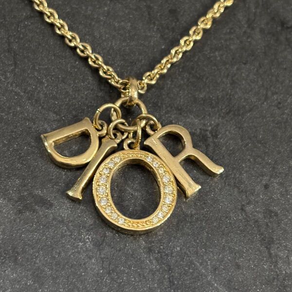 Christian Dior クリスチャンディオール ゴールド ラインストーン ネックレス