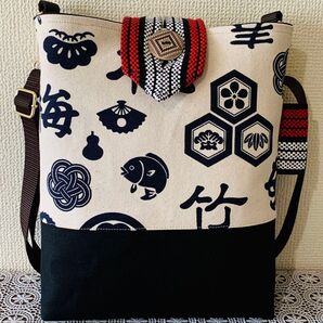 残りわずか★松梅福寿 帆布 和柄 ショルダーバッグ