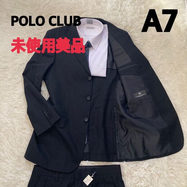 未使用美品 POLO CLUB ビジネススーツ ブラックストライプA7