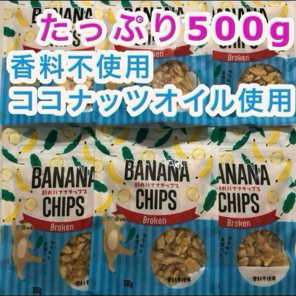 バナナチップ 100g 5袋 フィリピン産 割れバナナチップス ココナッツオイル お菓子 おつまみ トッピング ドライフルーツ