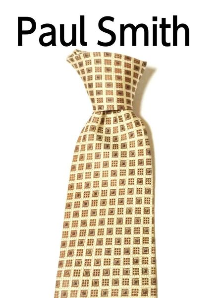 Paul Smith ポールスミス ネクタイ ライトブラウン系 格子柄 シルク 日本製