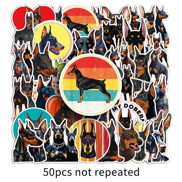 ドーベルマン シール ステッカー 50枚 犬 いぬ イヌ 犬雑貨 PVC 防水 シール Doberman ドイツ 動物 ペット