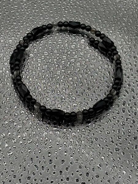 磁気ヘマタイトワイヤーアンクレット ブレスレット 天然石(黒) アクセサリー パワーストーン コアフォース COREFORCE