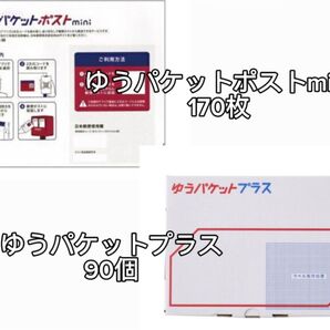 ゆうパケットプラス専用箱 90個 + ゆうパケットポストmini 170枚 梱包箱まとめ売り