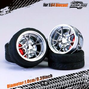 1/64ミニカー用ホイール1台分セット ディスクローター付き ホットウィール・トミカ等に NO73 単品値引きNG