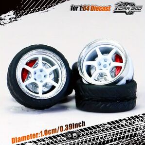 1/64ミニカー用ホイール1台分セット ディスクローター付き ホットウィール・トミカ等に NO74 単品値引きNG