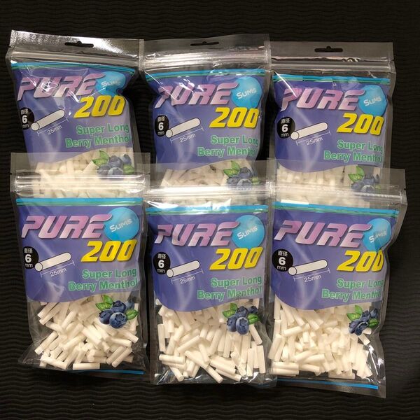 手巻きタバコフィルター PURE ピュア スリム スーパーロングベリーメンソールフィルター 6パック