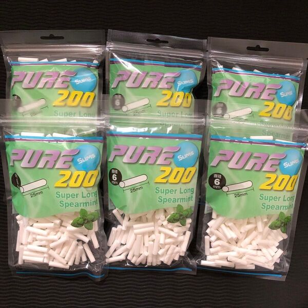 手巻きタバコフィルター PURE ピュア スリム スーパーロングスペアミントフィルター 6パック