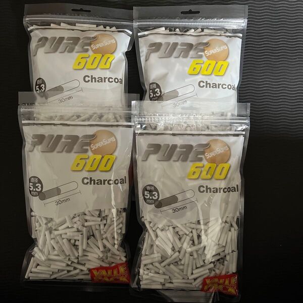 手巻きタバコフィルター PURE ピュア600 スーパースリムチャコールフィルター バリューパック 4パック
